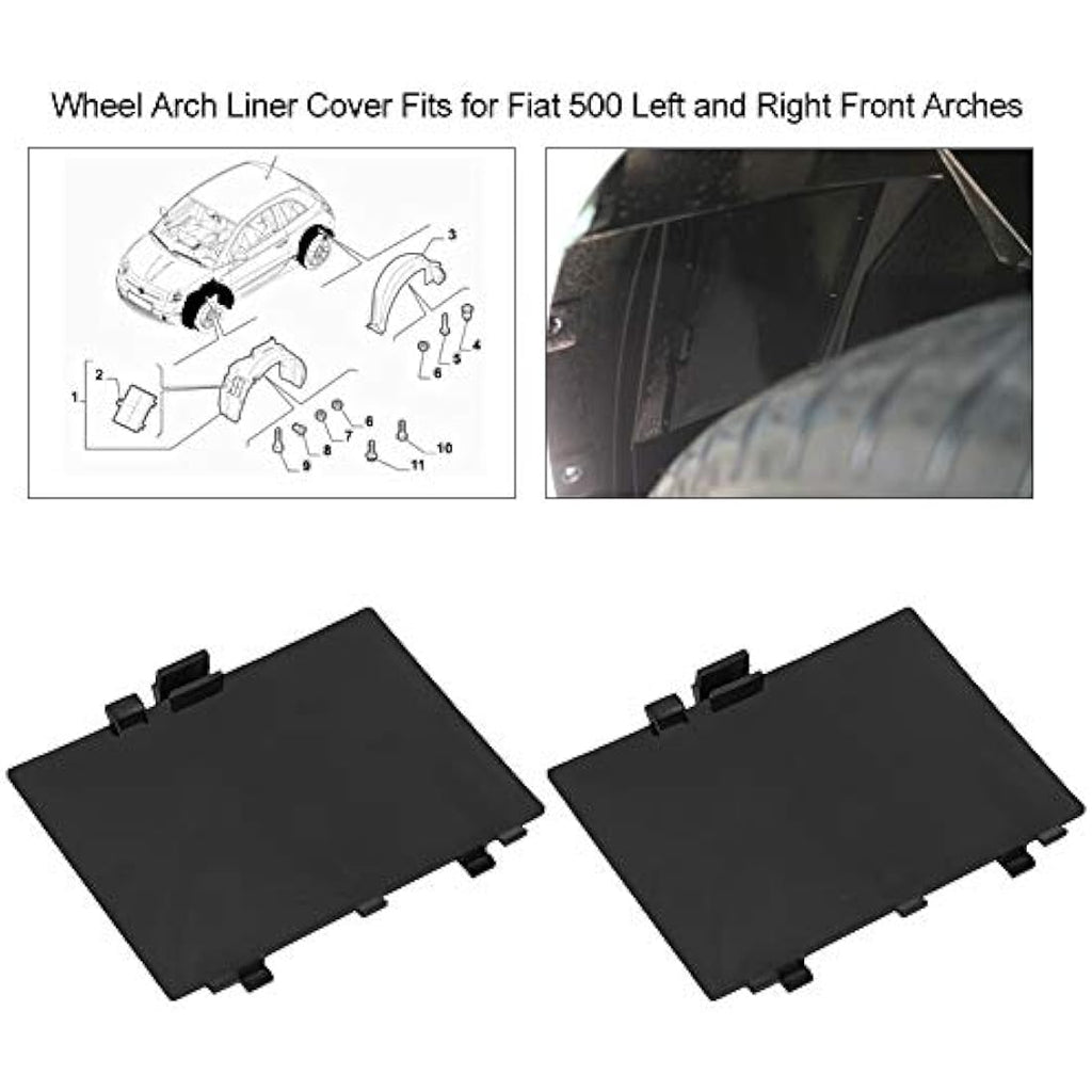 Jolof Store Fiat 500 Wheel Arch Liner Cover Panel - Front Pair