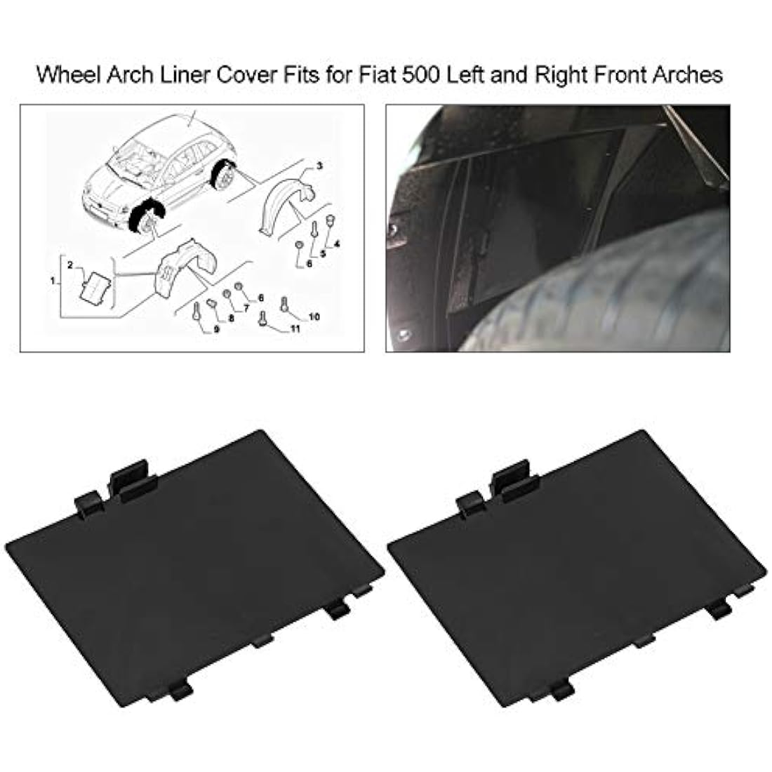 Jolof Store Fiat 500 Wheel Arch Liner Cover Panel - Front Pair