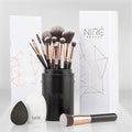 Niré Beauty 15-Piece Vegan Makeup Brush Set with Case and Cleaner