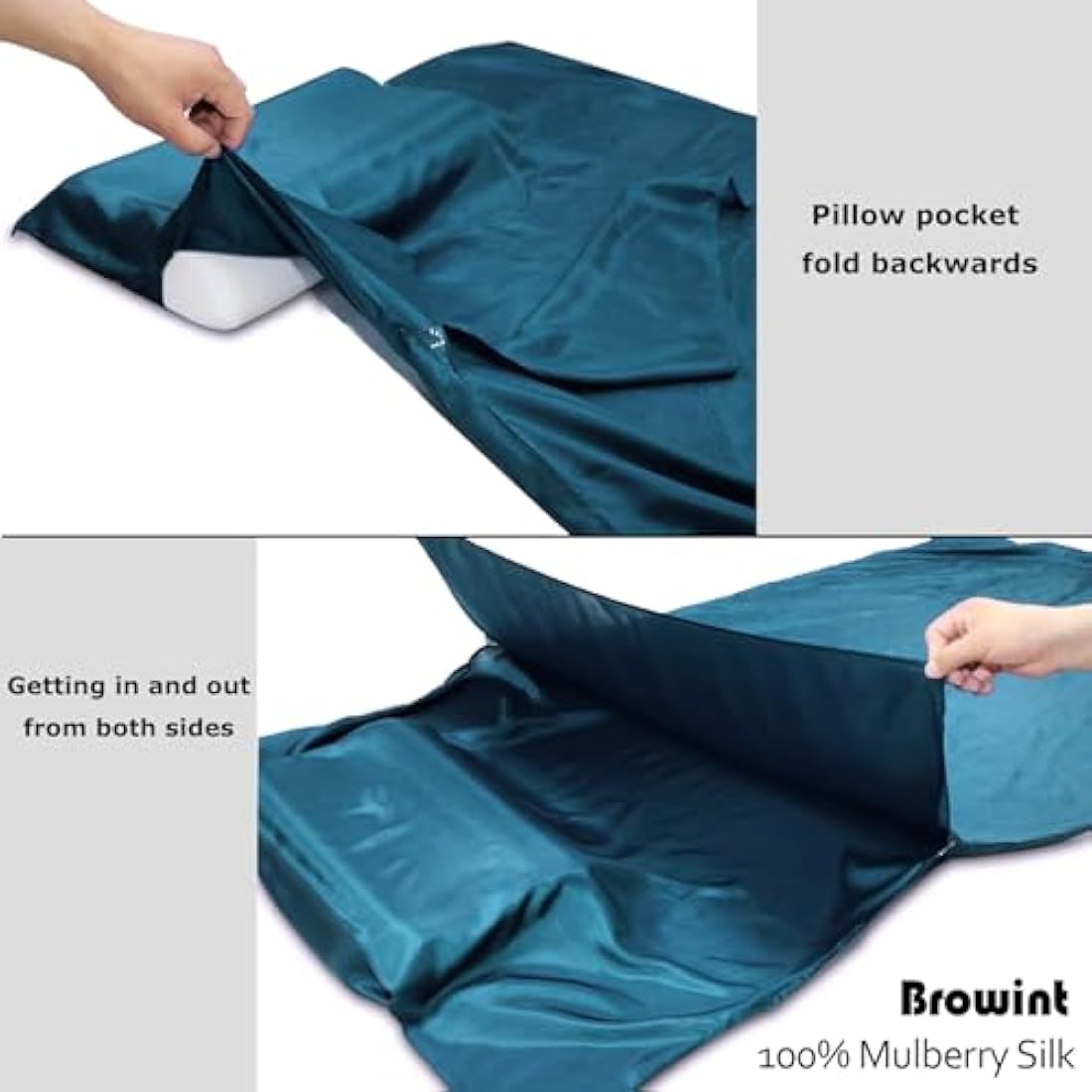 BROWINT Mulberry Silk Sleeping Bag Liner | Extra Wide Travel Sheet