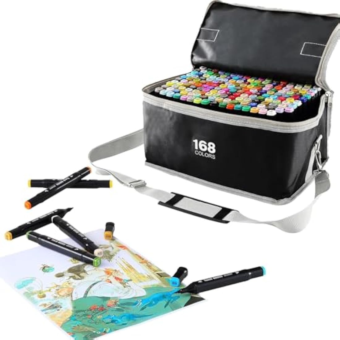 SOSINYA 168 Colors Dual Tip Art Markers Set for Drawing and Manga