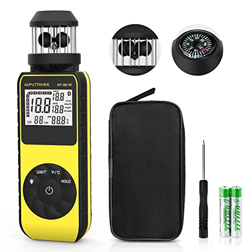 AOPUTTRIVER Handheld Anemometer – 360° Wind Speed Meter with LCD Screen