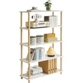 IBUYKE 5-Tier Wooden Open Bookcase | Modern White Storage Display Shelf