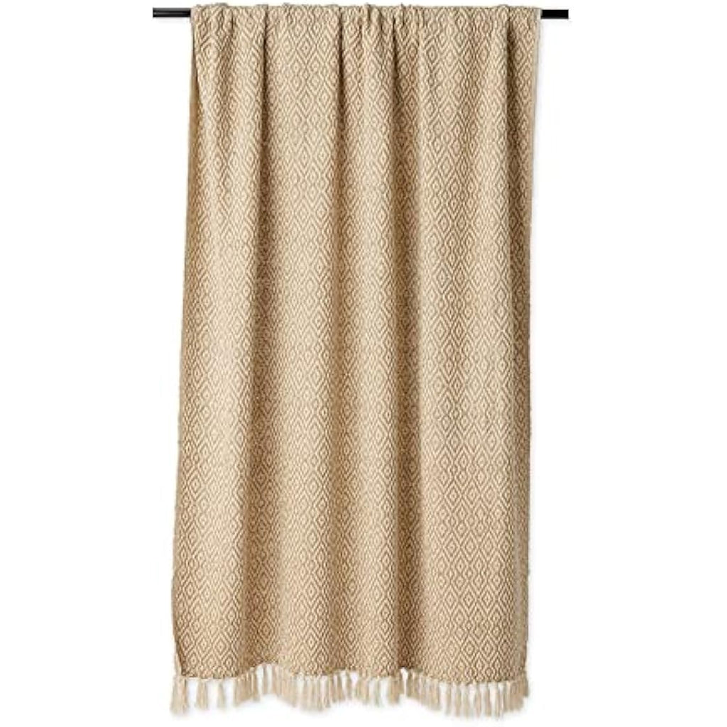 DII Stone Cotton Throw Blanket with Decorative Fringe – 50 x 60 Inch