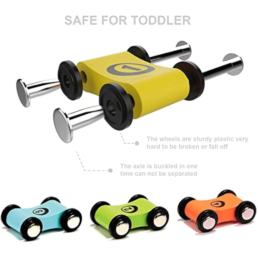 Top Bright Wooden Car Ramp Racer – Toddler Educational Toy with 4 Cars