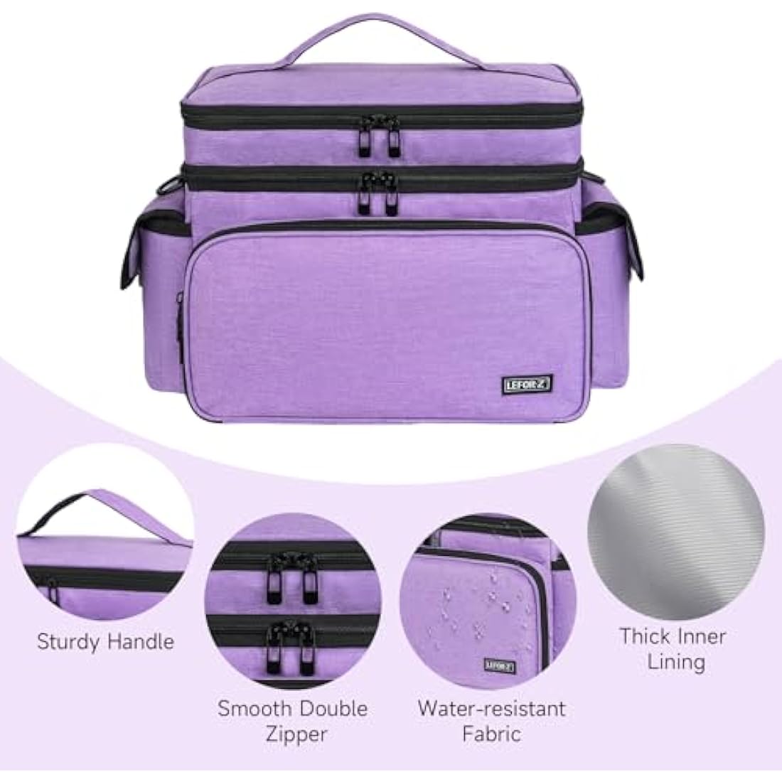 LEFOR·Z Extra Large Double-Layer Sewing Box Organizer Bag - Purple