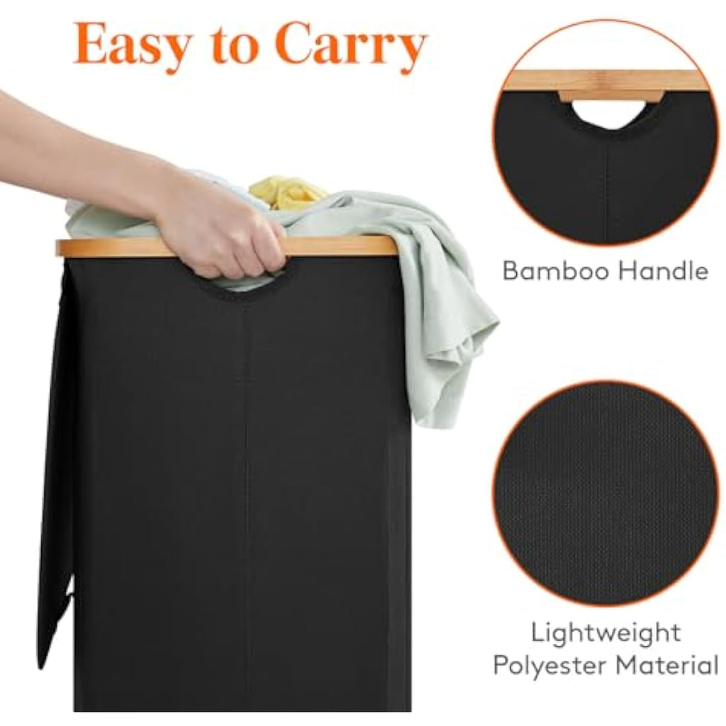 Lifewit 100L Laundry Basket with Lid | Foldable Hamper with Removable Bag