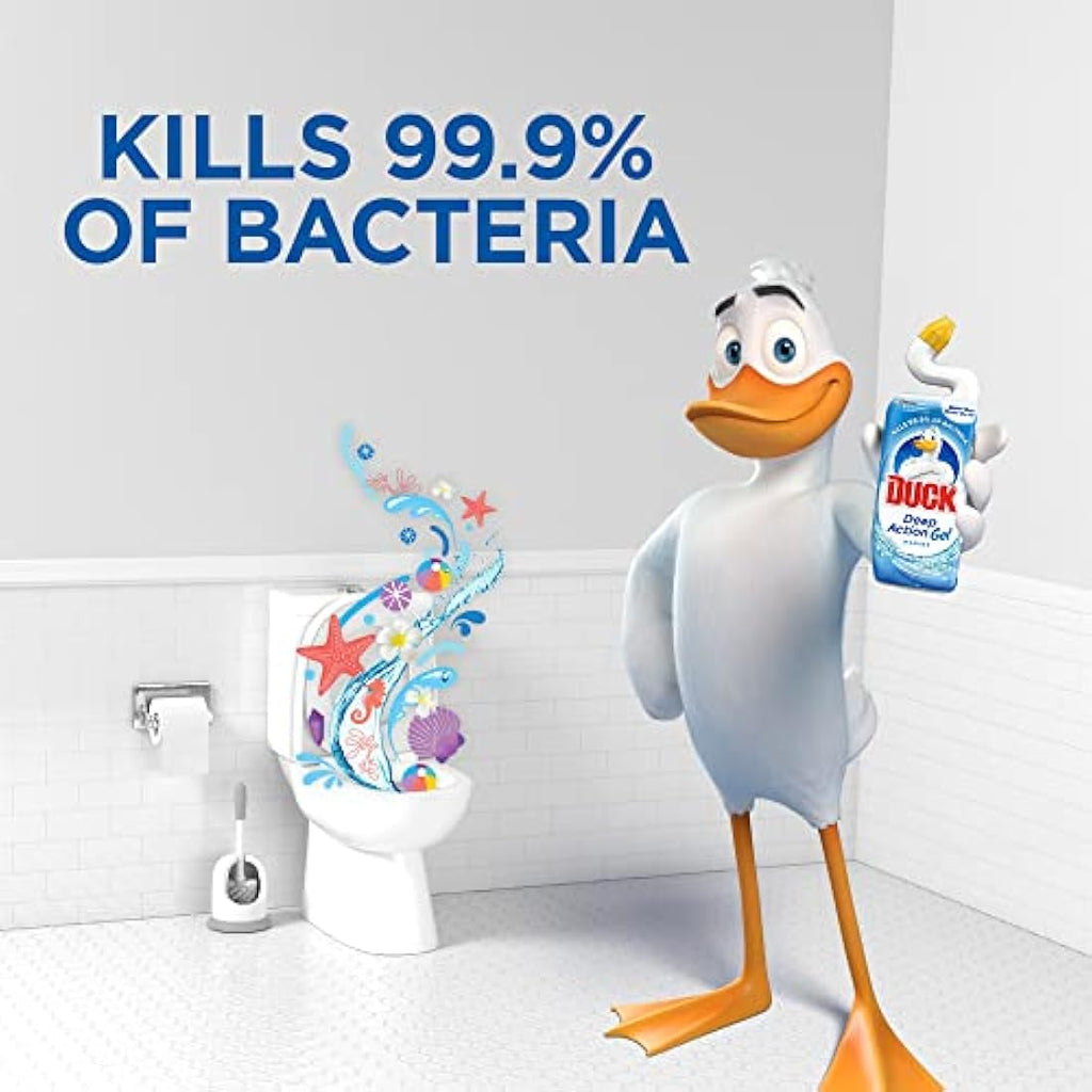 Duck Deep Action Gel Toilet Cleaner – Marine, Limescale Remover, 8 x 750ml