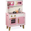 Janod Candy Chic Wooden Play Kitchen – Pink Toy Cooker with Accessories