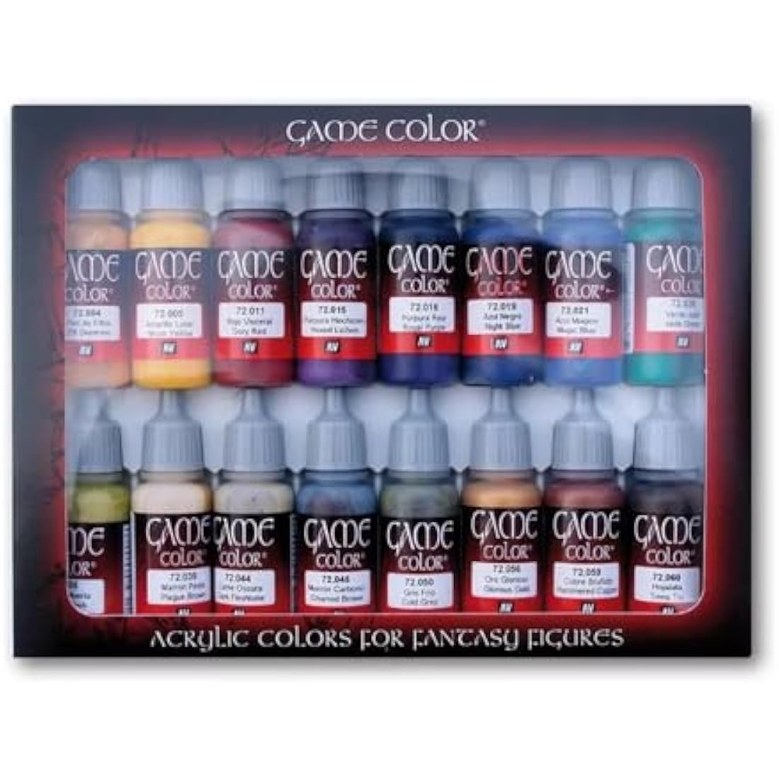 Vallejo Game Color Advanced Acrylic Paint Set - 16 Assorted Colors