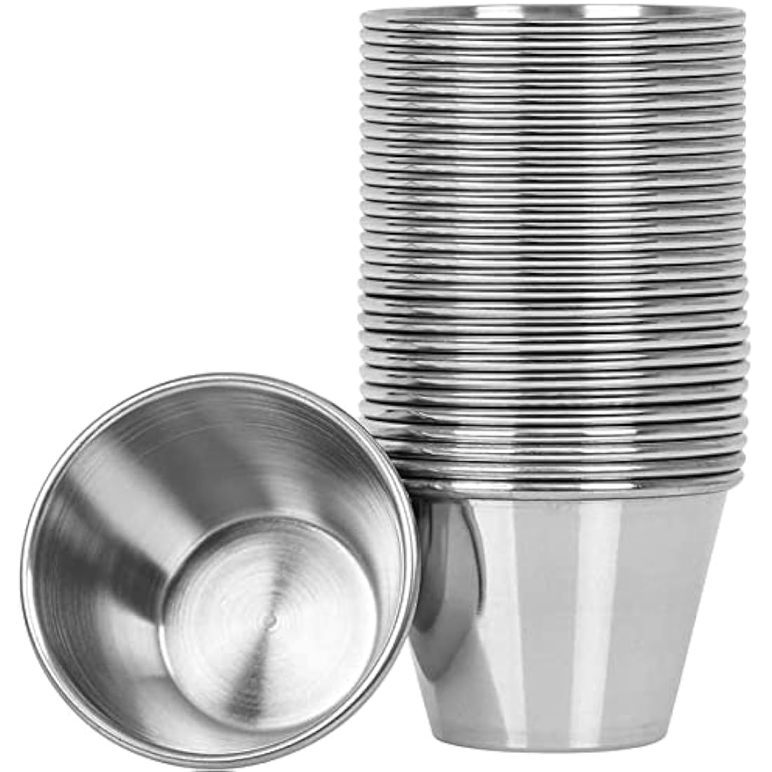 Artcome 55 Pack Stainless Steel Condiment Sauce Cups – 2.5 oz Portion Cups