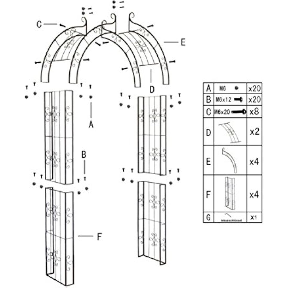 Dehner Belmont Metal Rose Arch – Black Weatherproof Garden Trellis