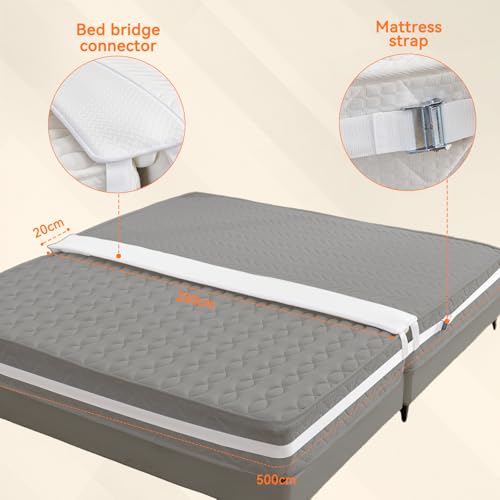 Qucover Bed Bridge Twin to King Converter Kit – Memory Foam Gap Filler