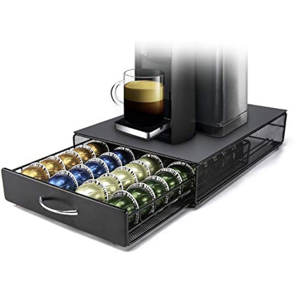 HiveNets Nespresso Vertuoline Capsule Drawer – 40 Pod Metal Storage