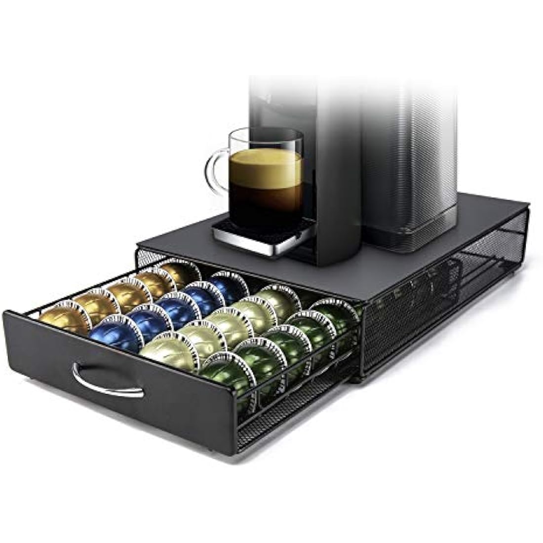 HiveNets Nespresso Vertuoline Capsule Drawer – 40 Pod Metal Storage