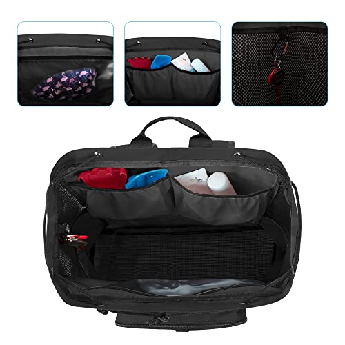 Fasrom Mesh Beach Backpack | Sandproof Bottom Gym & Swim Bag - Black
