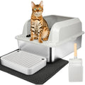 Jolof Store XL Stainless Steel Cat Litter Box with Lid and Mat
