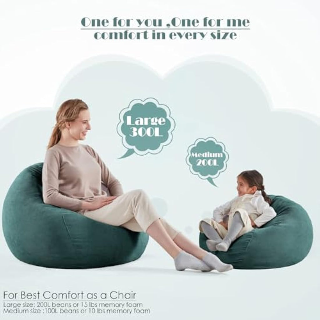 Nobildonna Corduroy Bean Bag Chair Cover | 300L Stuffed Animal Storage