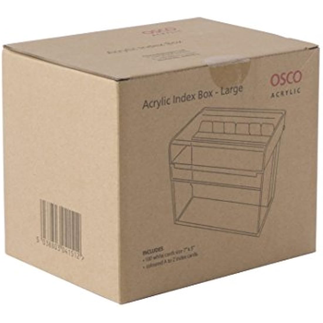 OSCO Clear Acrylic Index Box – 7x5 Inch Desktop Organizer with A-Z Tabs