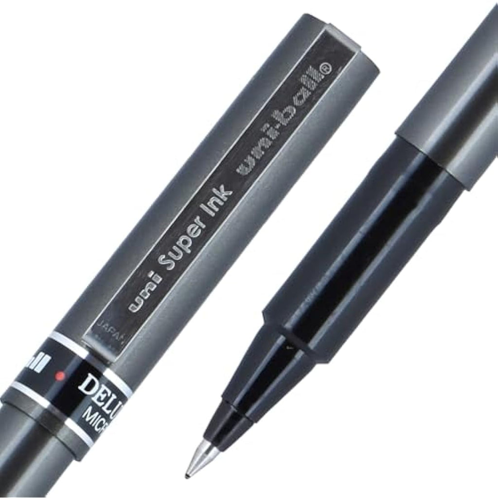 Uni-ball Deluxe Rollerball Pen - Micro Point, Black Waterproof Ink, 12-Pack