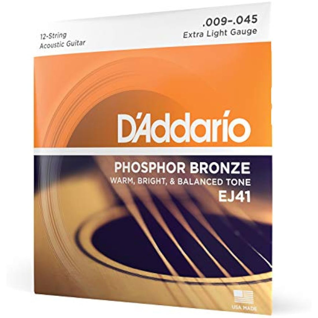 D'Addario Phosphor Bronze 12-String Acoustic Guitar Strings, 09-45