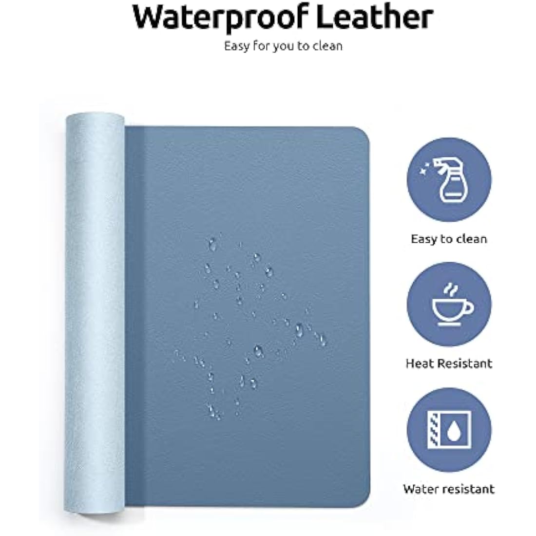 YSAGi Leather Desk Mat – Large Waterproof Non-Slip Mouse Pad, Sea Blue