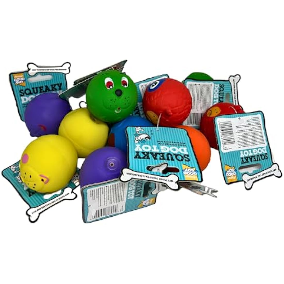 Jolof Store Latex Squeaky Face Balls – 6 Pack Soft Puppy Dog Toys