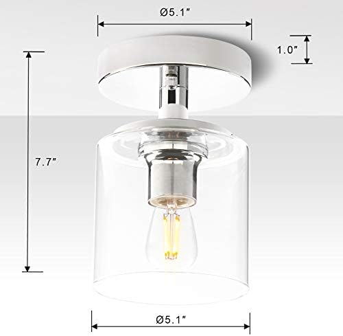 Jolof Store Industrial Glass Flush Mount Ceiling Light | Chrome E27 Fitting