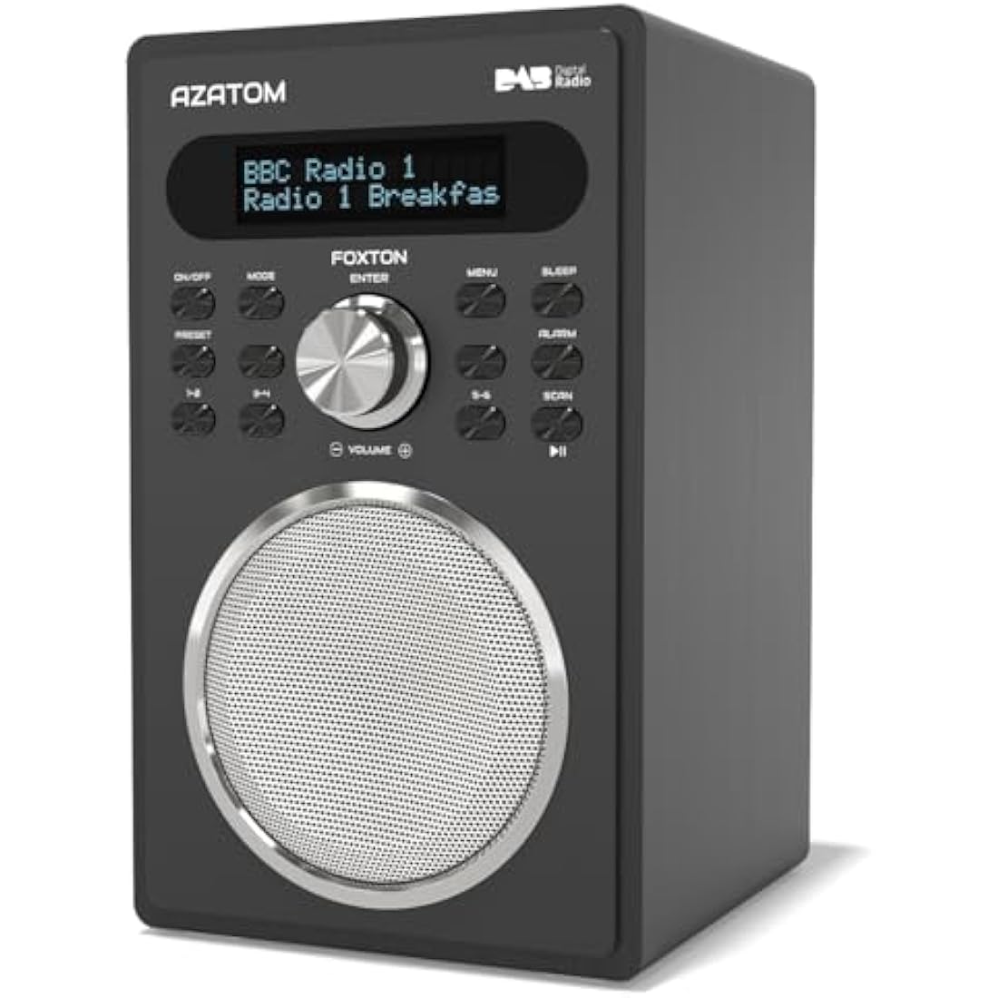 Azatom Foxton FX2 DAB/DAB+ Digital Radio with Bluetooth & Dual Alarms - Black