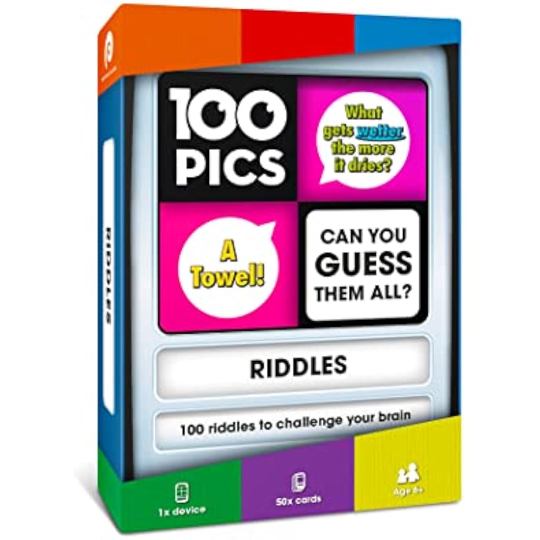 100 PICS Riddles Flash Cards – Travel Brain Teaser Game for Kids & Adults