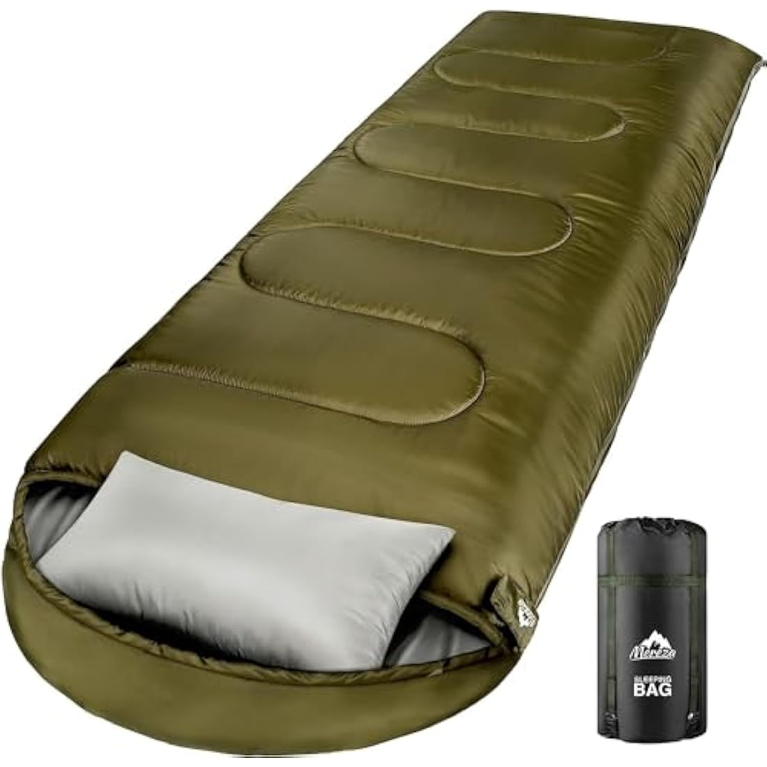 MEREZA XL Sleeping Bag | Big and Tall Cold Weather Camping Gear with Pillow
