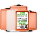NutriChef 5-Piece Nonstick Carbon Steel Baking Pan Set with Handles