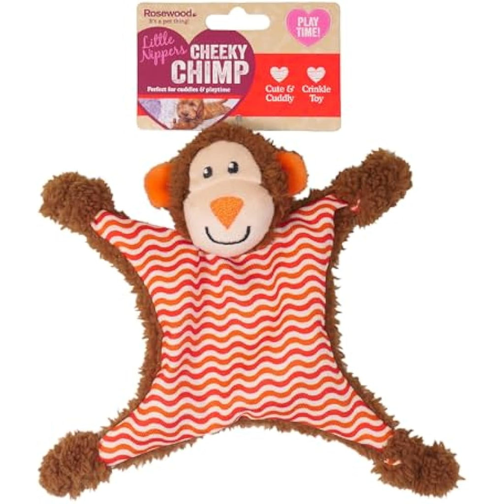 Rosewood Little Nippers Cheeky Chimp Puppy Toy – Squeaky Plush Teether