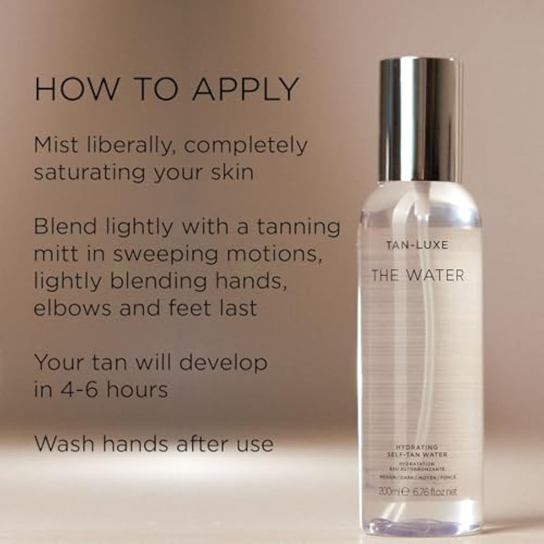 Tan Luxe THE WATER Self-Tanning Water – Medium Hydrating Mist (200ml)