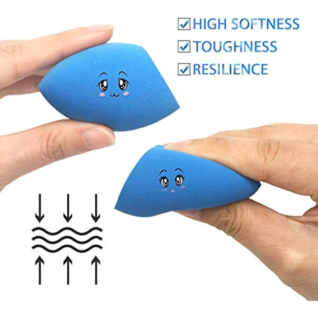 Larbois 3-Pack Makeup Blender Sponges – Non-Latex Foundation Set, Blue