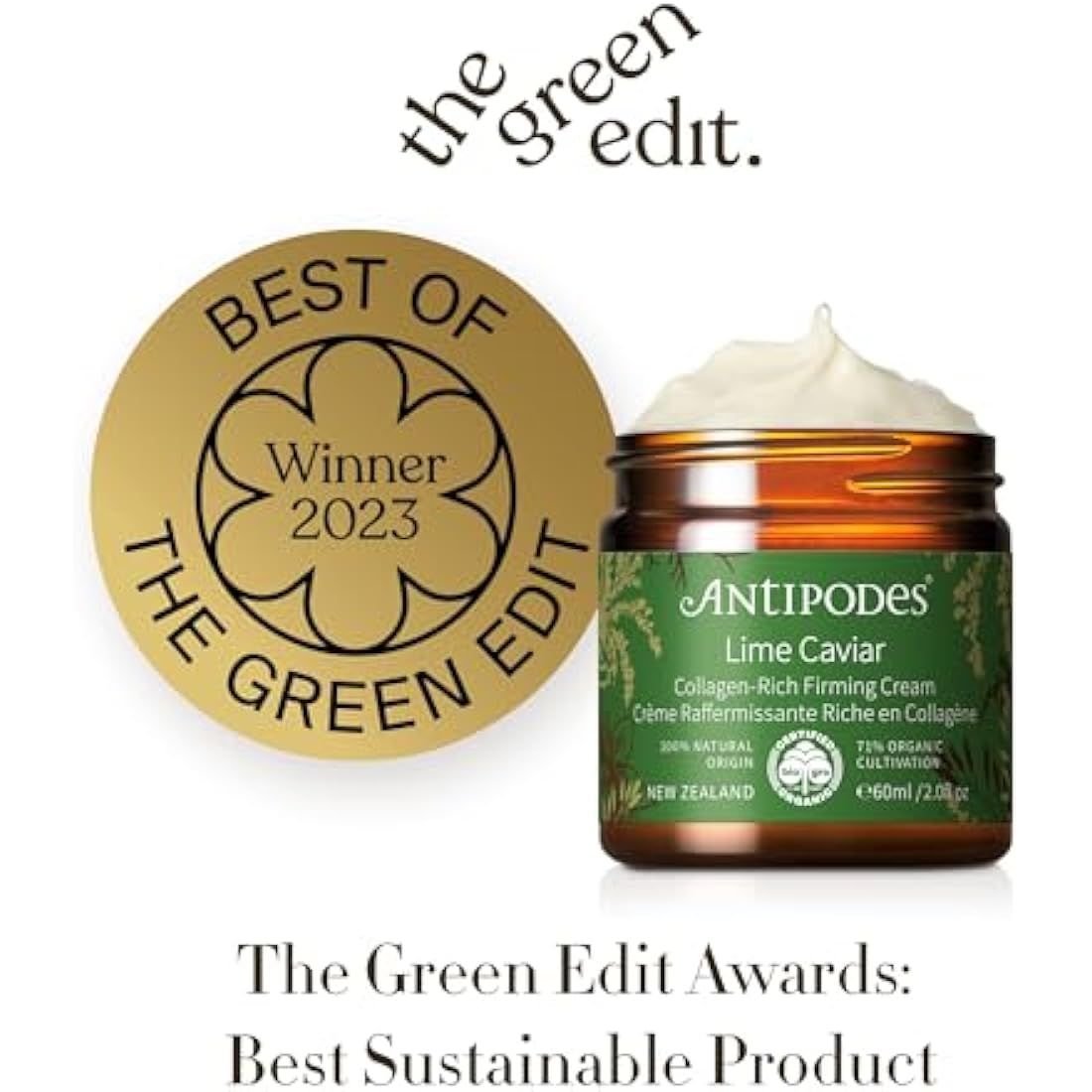 Antipodes Lime Caviar Collagen Firming Day Cream – Peptide Moisturiser