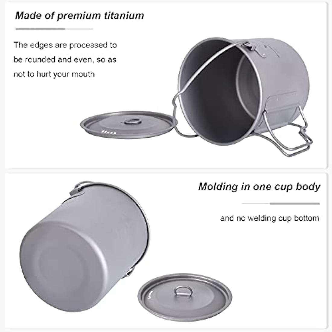 Boundless Voyage 1100ml Titanium Pot | Ultralight Camping Mug Set