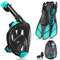 Lealinga Full Face Snorkel Set | Panoramic Mask and Adjustable Fins