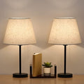 LIANTRAL Modern Bedside Lamps Set of 2 | Linen Shade Table Lamps