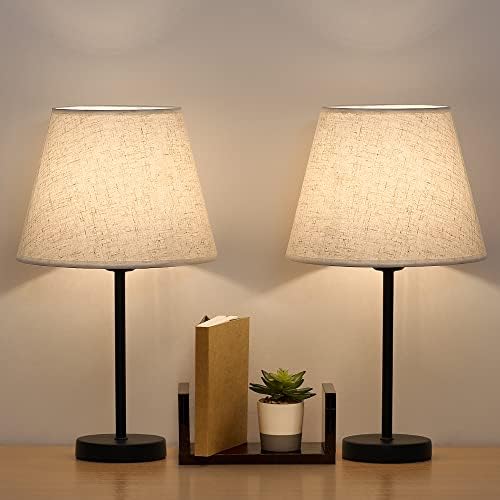 LIANTRAL Modern Bedside Lamps Set of 2 | Linen Shade Table Lamps