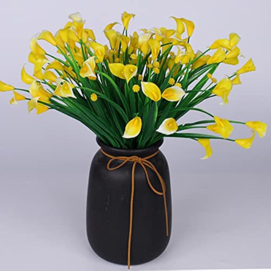 Leixi Artificial Calla Lily Flowers - 12Pcs UV Resistant Faux Plants (Yellow)