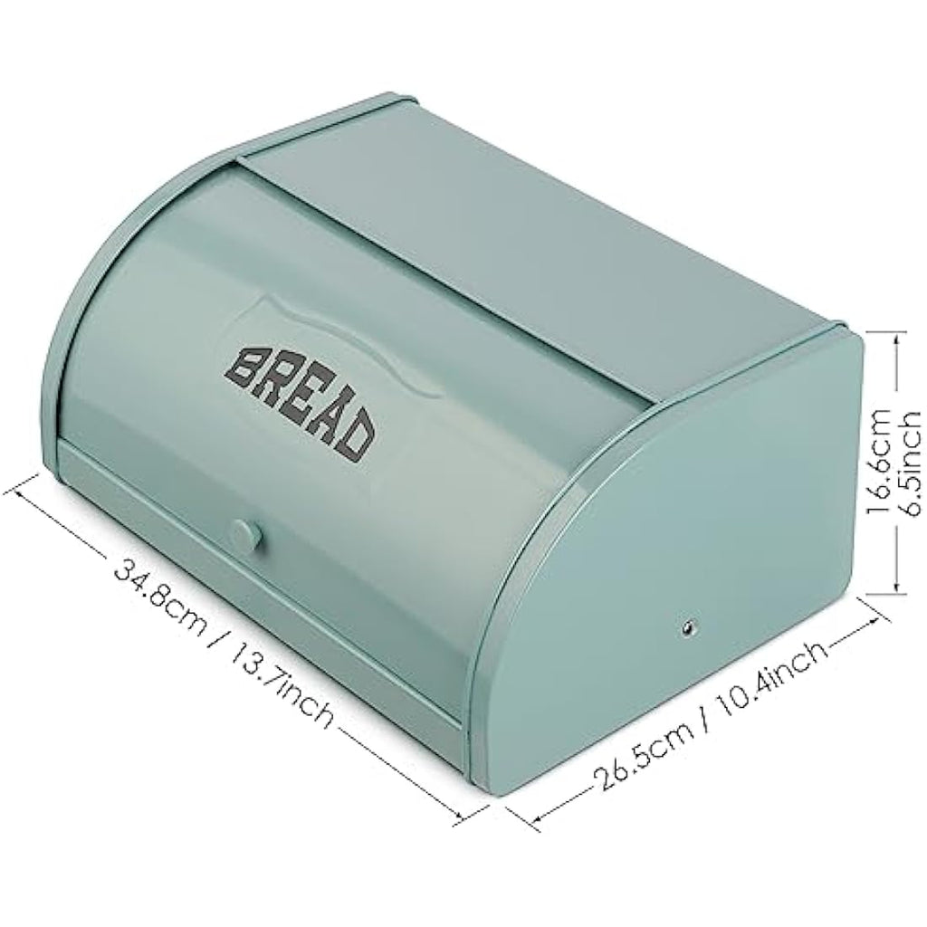 Metal Bread Box – Roll Top Countertop Storage Bin, Green