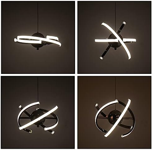 ELINKUME Modern LED Pendant Light – 26W Adjustable Chrome Chandelier