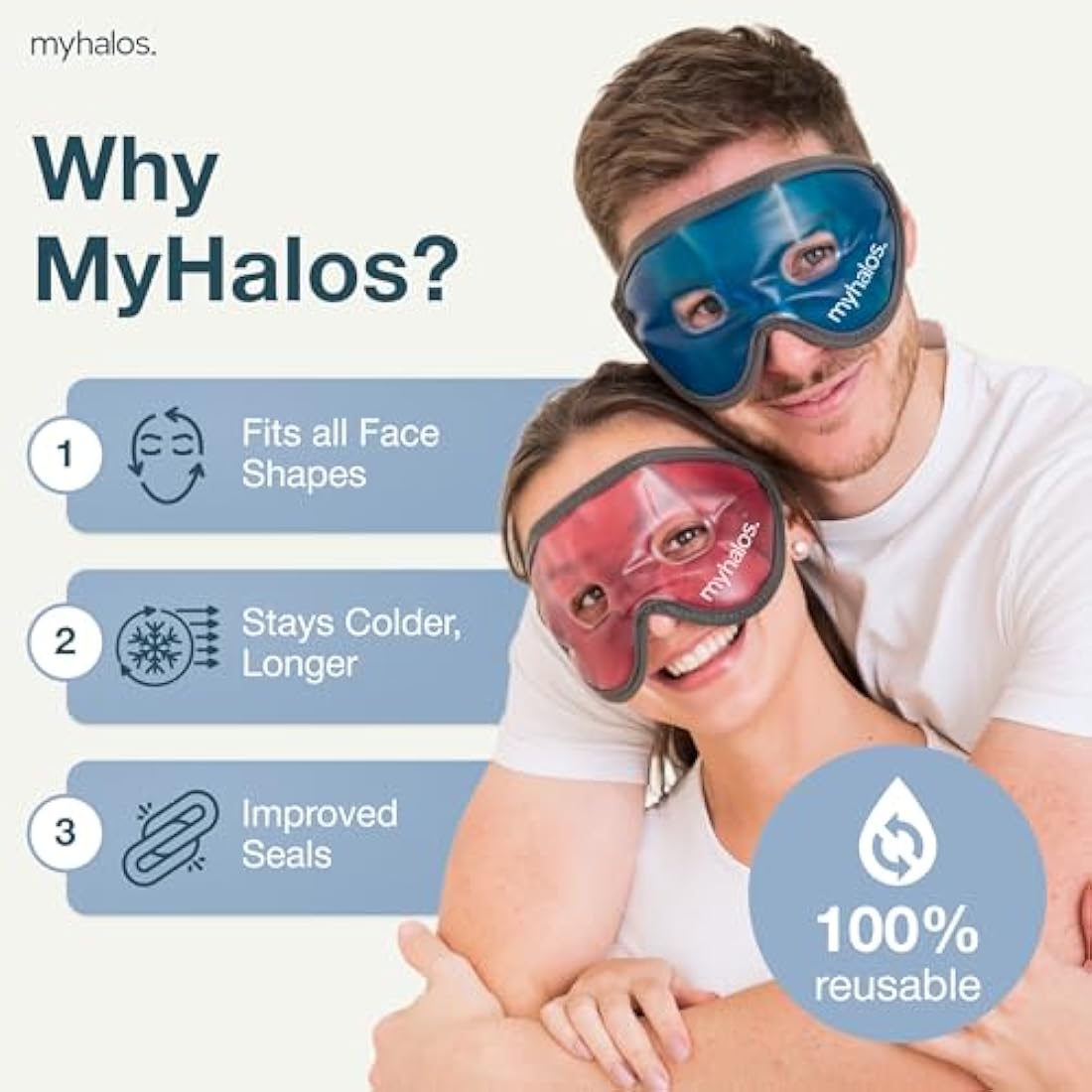 MyHalos Gel Eye Mask – Reusable Cooling Cold Compress for Puffy Eyes, Pink