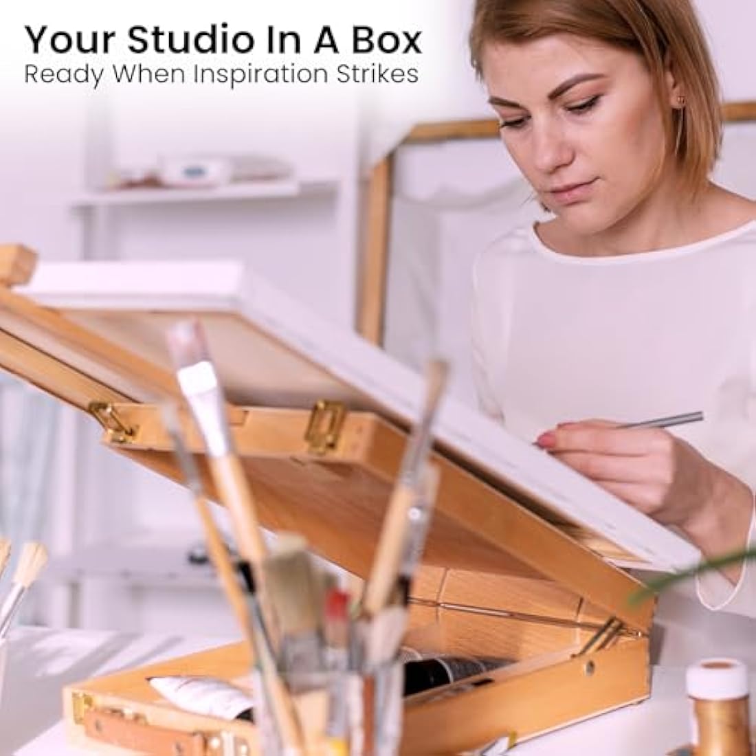 Artistik Wooden Table Box Easel – Portable Beechwood Sketching Box