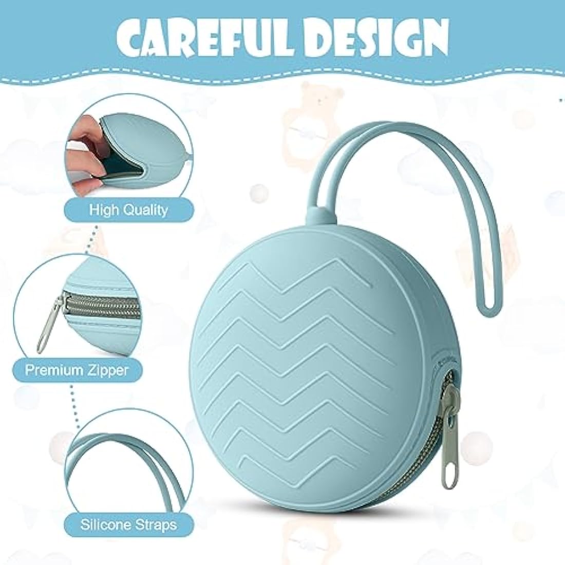 Jolof Store Silicone Pacifier Holder Case – 2 Pack Portable Soother Pods
