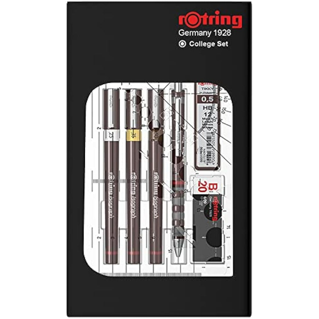 rOtring Isograph College Set | 3 Technical Pens & Mechanical Pencil