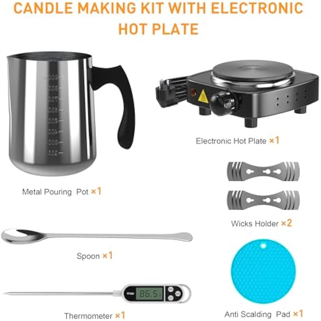 Ohcans Candle Making Kit with Electric Hot Plate | 900ml DIY Starter Set