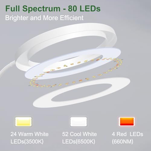 Wolezek Full Spectrum LED Grow Light | 65in Adjustable Height & Timer