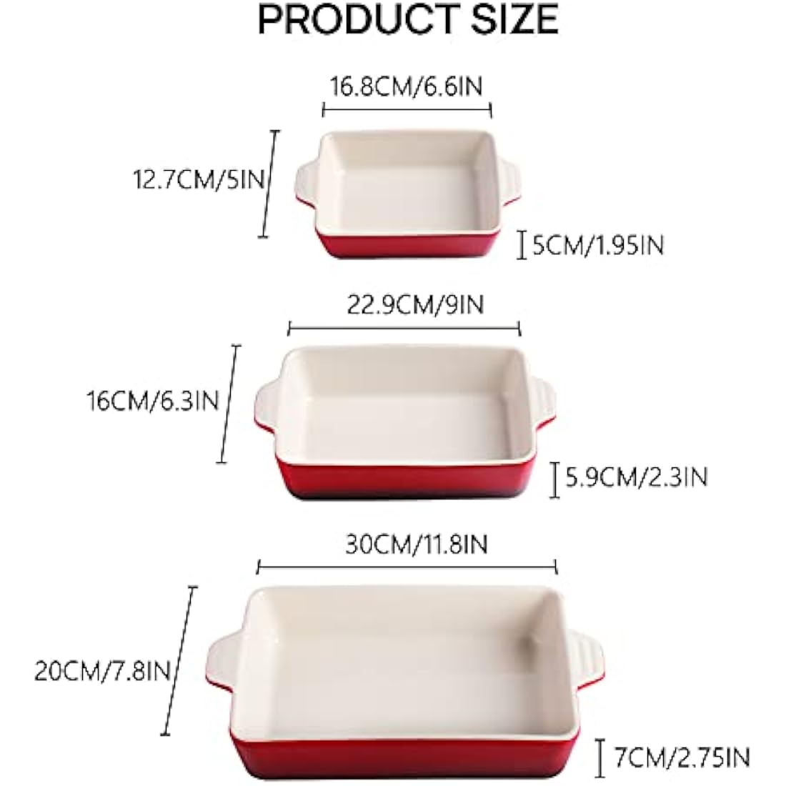 Sweejar Home Ceramic Rectangular Baking Dish Set - White Porcelain Casserole